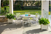 Bridgeport 1500 Round Outdoor Dining Table - White Frame|Graphite Top