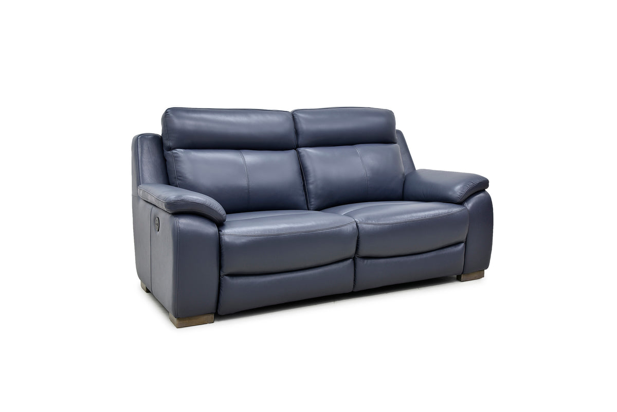 Turin 2 Seater Leather Lounge with Power Recliners | Lead Grey