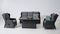 Buenos Aires 4-Piece Outdoor Recliner Lounge | Castle Grey