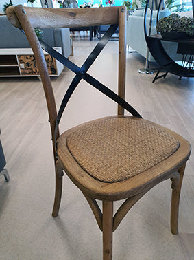 Shanghai Oak Cross Metal back Dining Chair