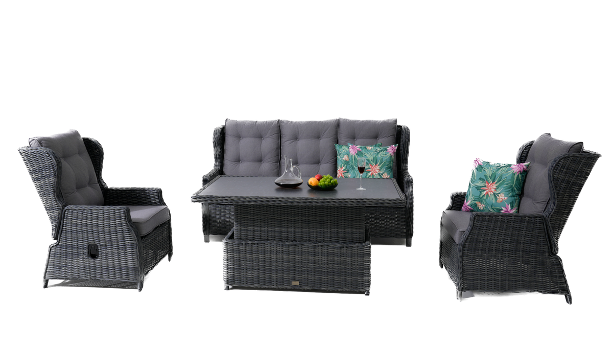 Buenos Aires 4-Piece Outdoor Recliner Lounge | Castle Grey