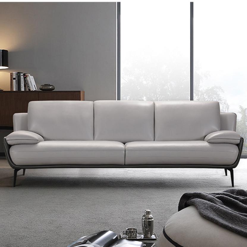 Cayenne 3 Seater Leather Sofa in Two Tone Grey