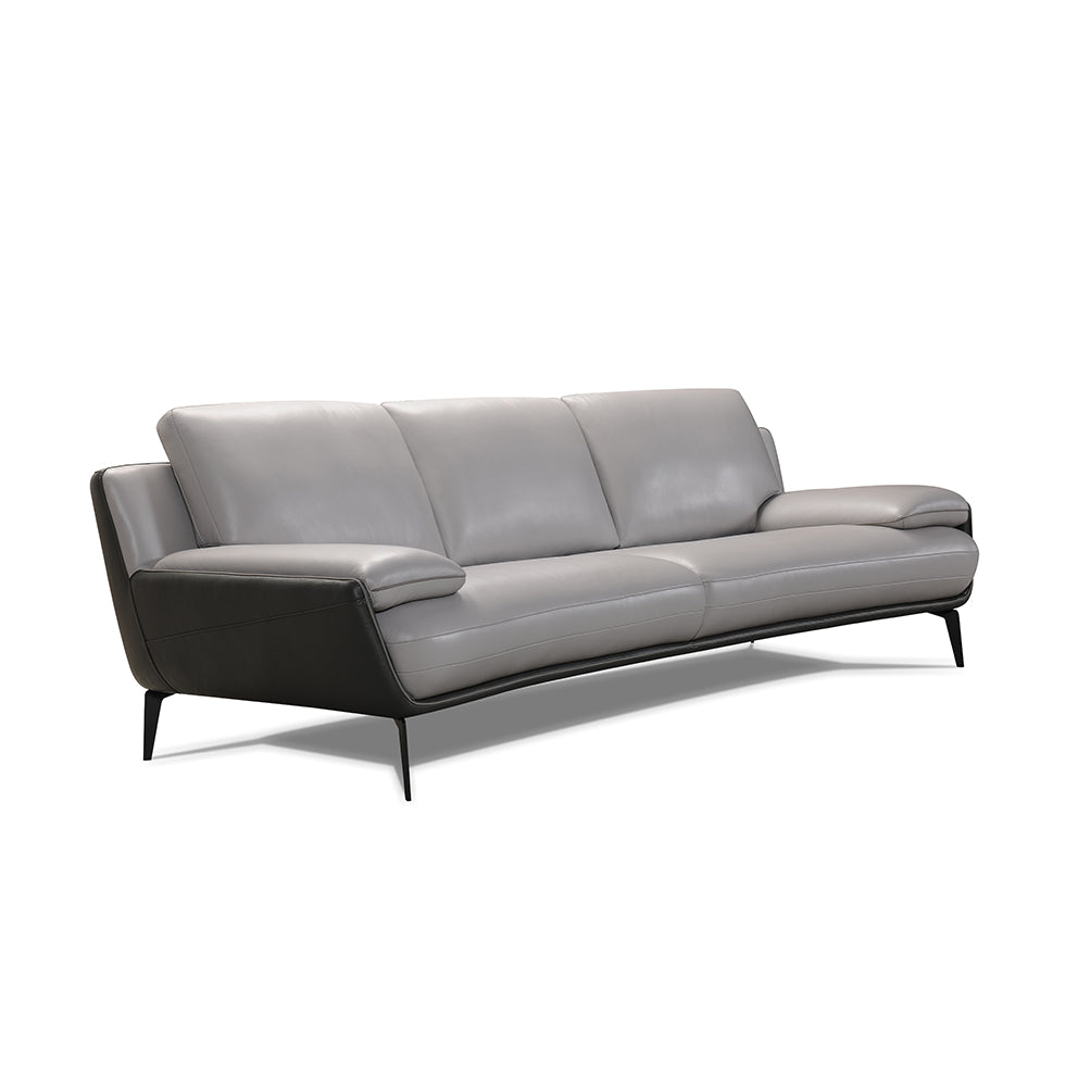 Cayenne 3 Seater Leather Sofa in Two Tone Grey