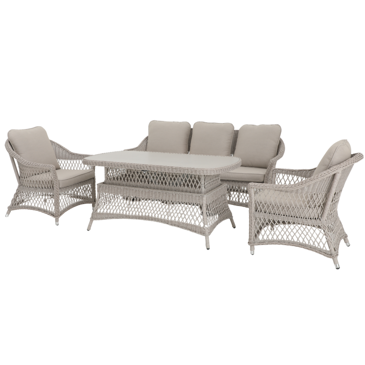 Hereford 4 Piece Low Outdoor Dining Set | 3 Seater