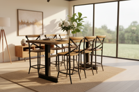 Reclaimed Timber 7 Peice Bar Table & Stool Set