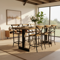Reclaimed Timber 7 Peice Bar Table & Stool Set