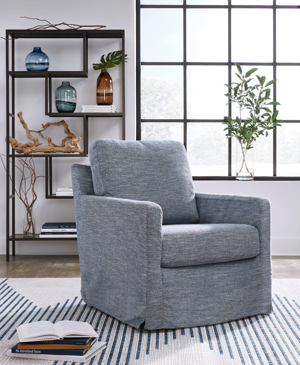 Jolie Swivel Glider Accent Chair- Denim