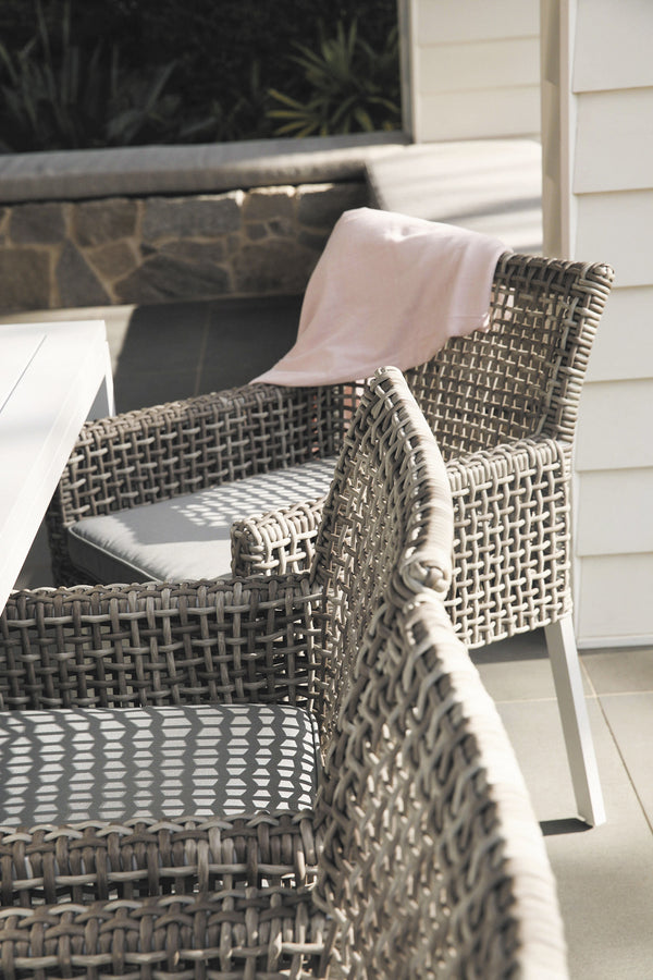 ATLANTA Dining Chair - White Frame / Porcelain Wicker