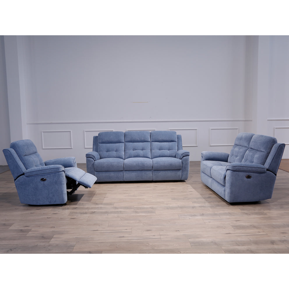 Arizona 2 Seater Lounge with End Recliners | Light Grey