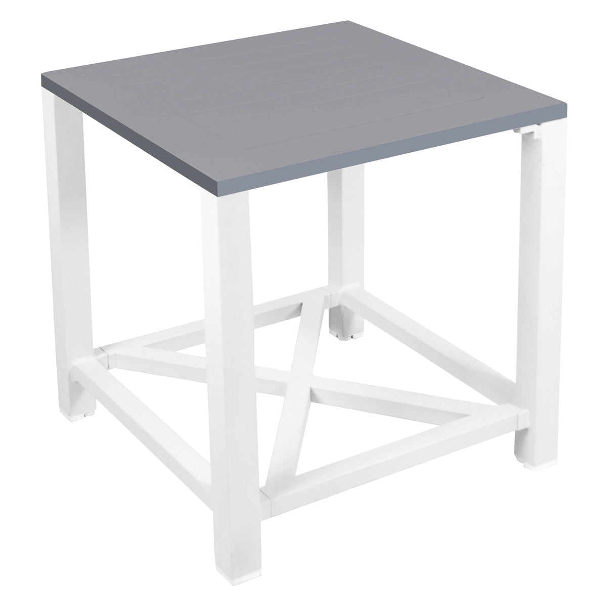 Bridgeport Outdoor Side Table | White Frame - Graphite Top