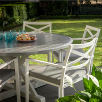 Bridgeport 1500 Round Outdoor Dining Table - White Frame|Graphite Top