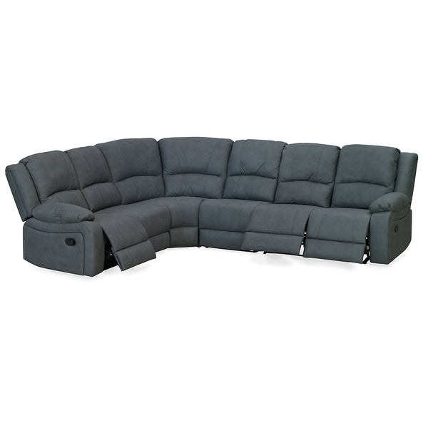 Captian 6 Seater Corner Lounge Power Recliners and Drop Down Tray | Black