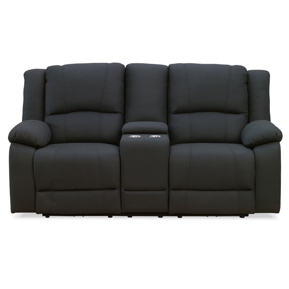 Captain 2 Seater with Twin Recliners and Console | Black