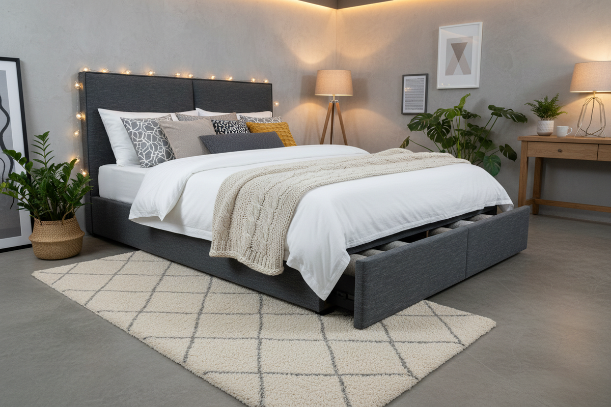 Trellis Bed with Drawers