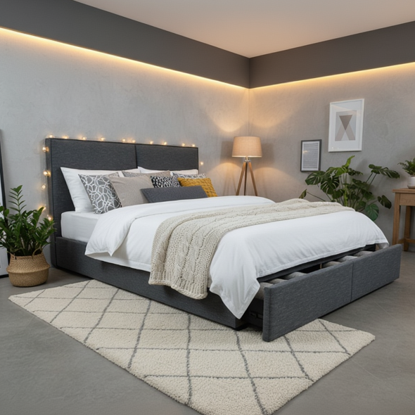 Trellis Bed with Drawers