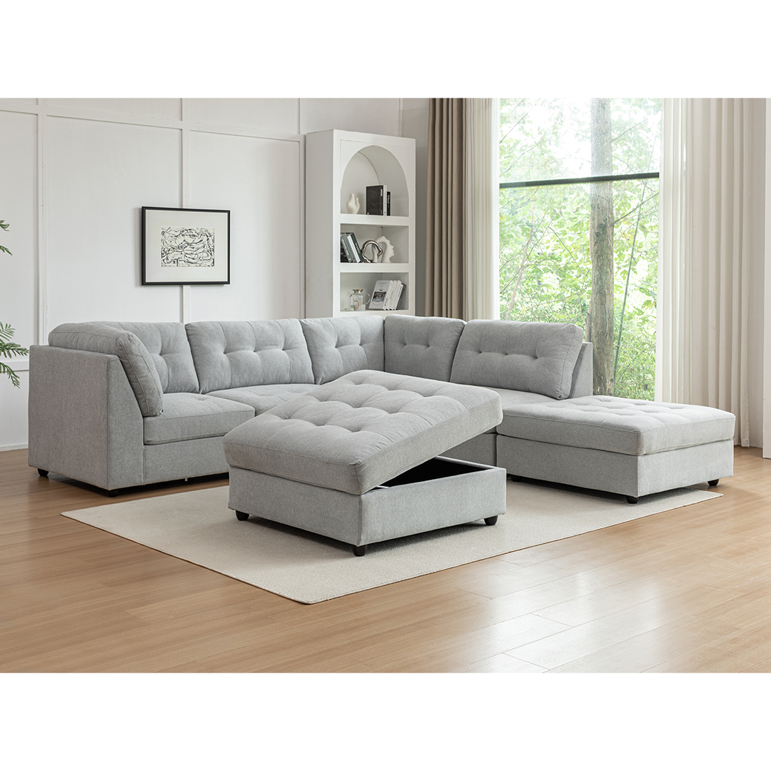 Evandale Corner Lounge with Ottoman AND Storage Ottoman