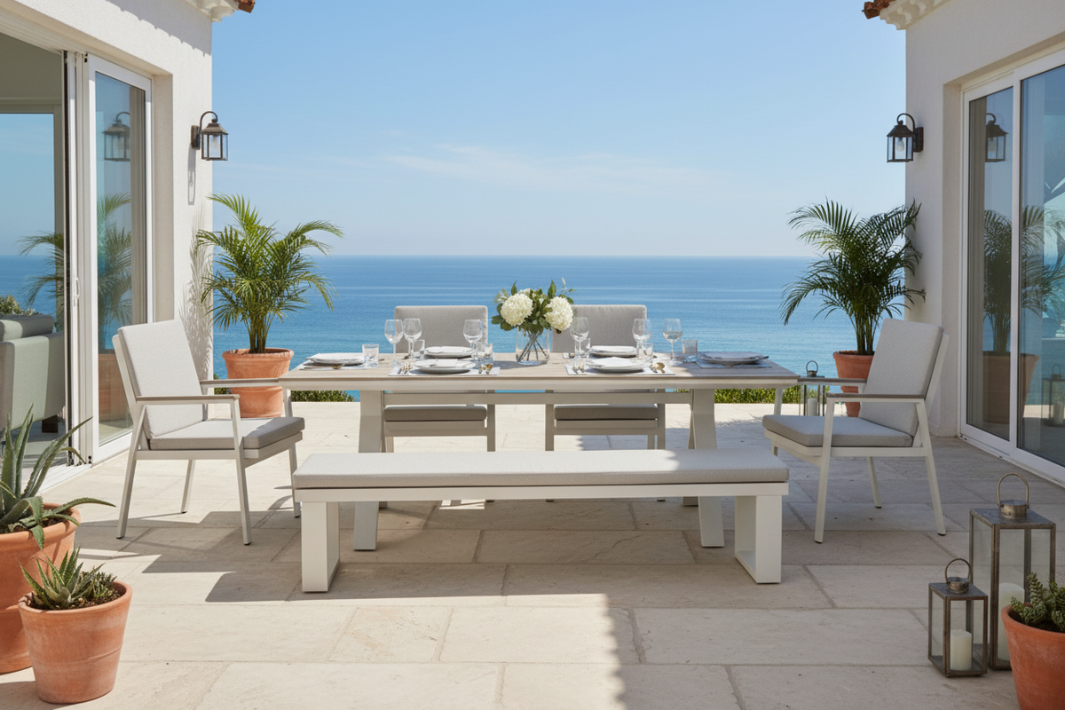 Florida Outdoor 7-Piece Bench Dining Set