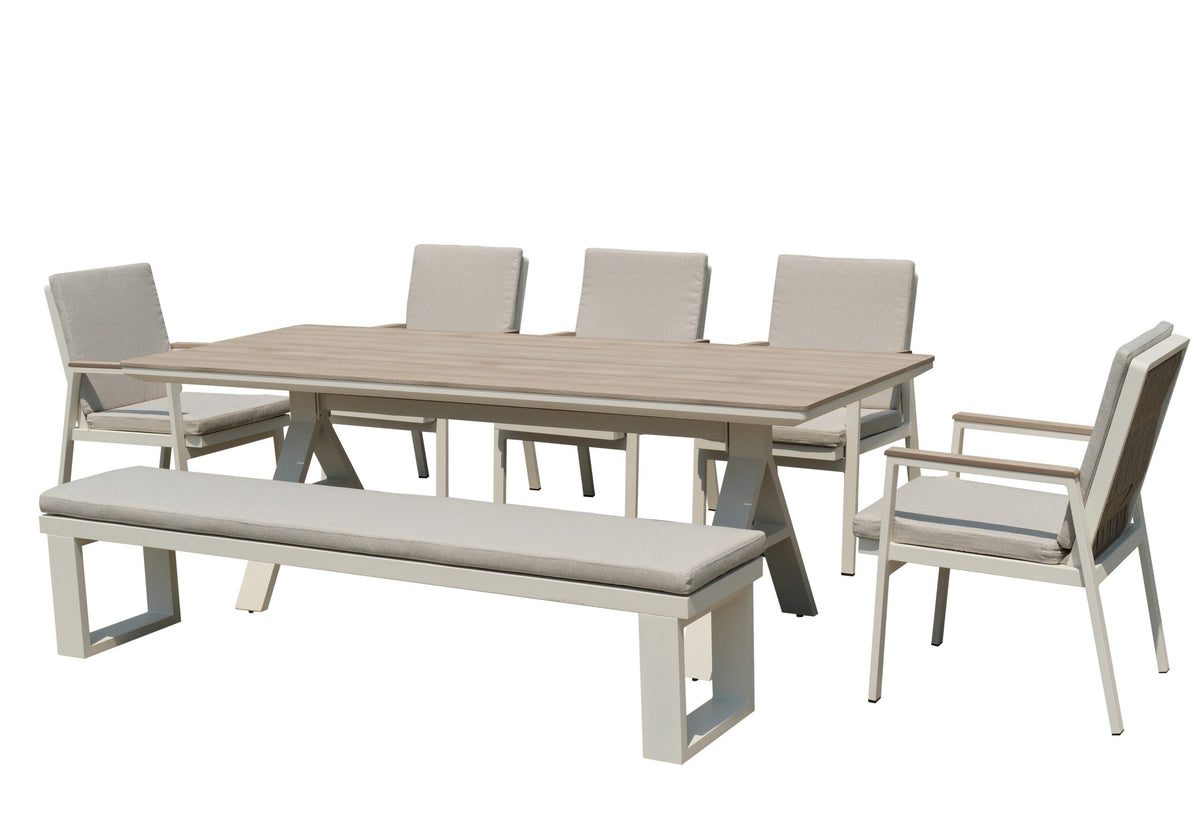 Florida Outdoor 7-Piece Bench Dining Set