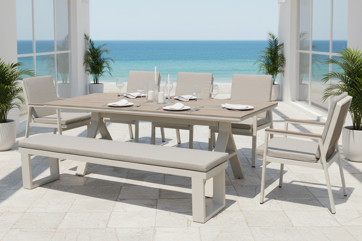 Florida Outdoor 7-Piece Bench Dining Set – MacLeod's Furniture
