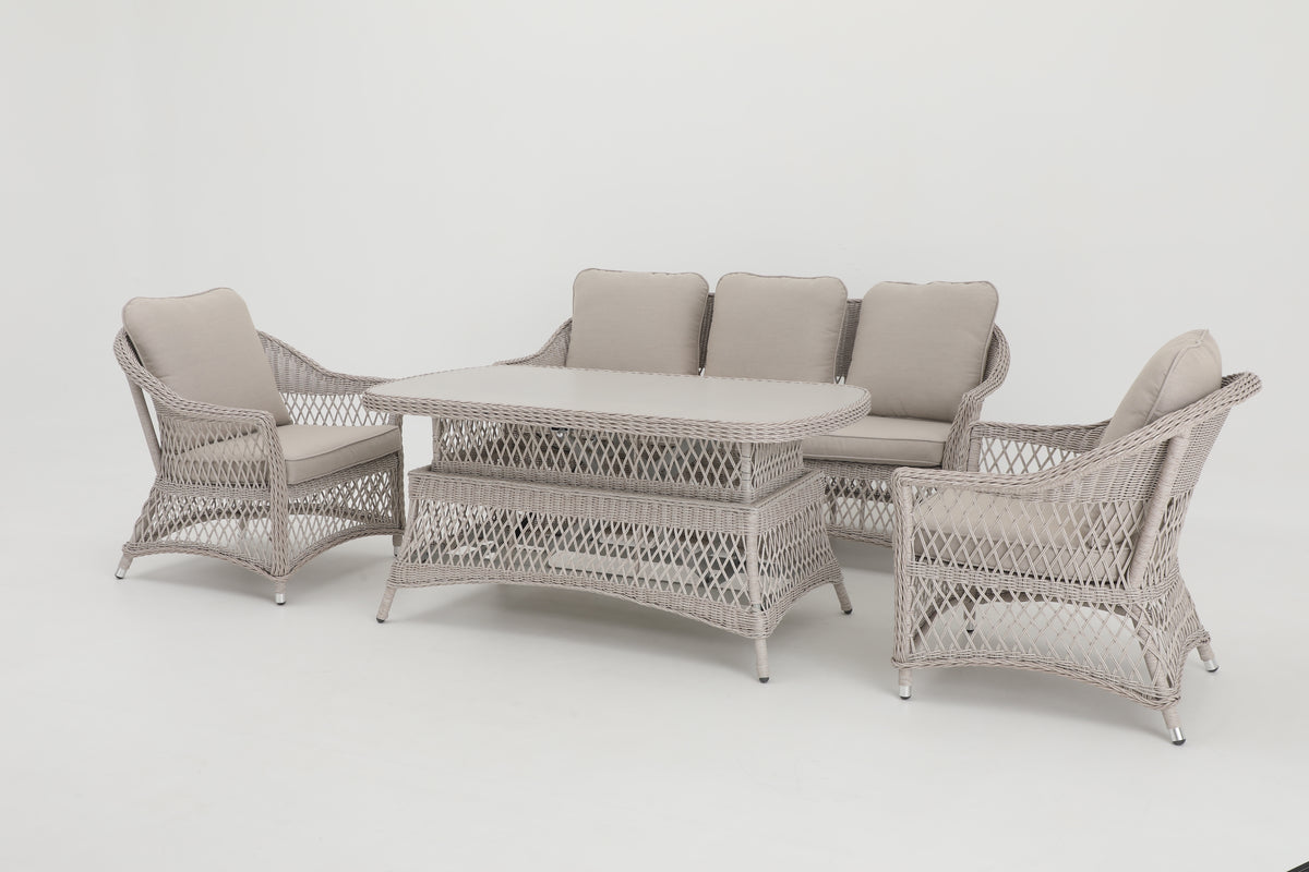 Hereford 4 Piece Low Outdoor Dining Set | 3 Seater