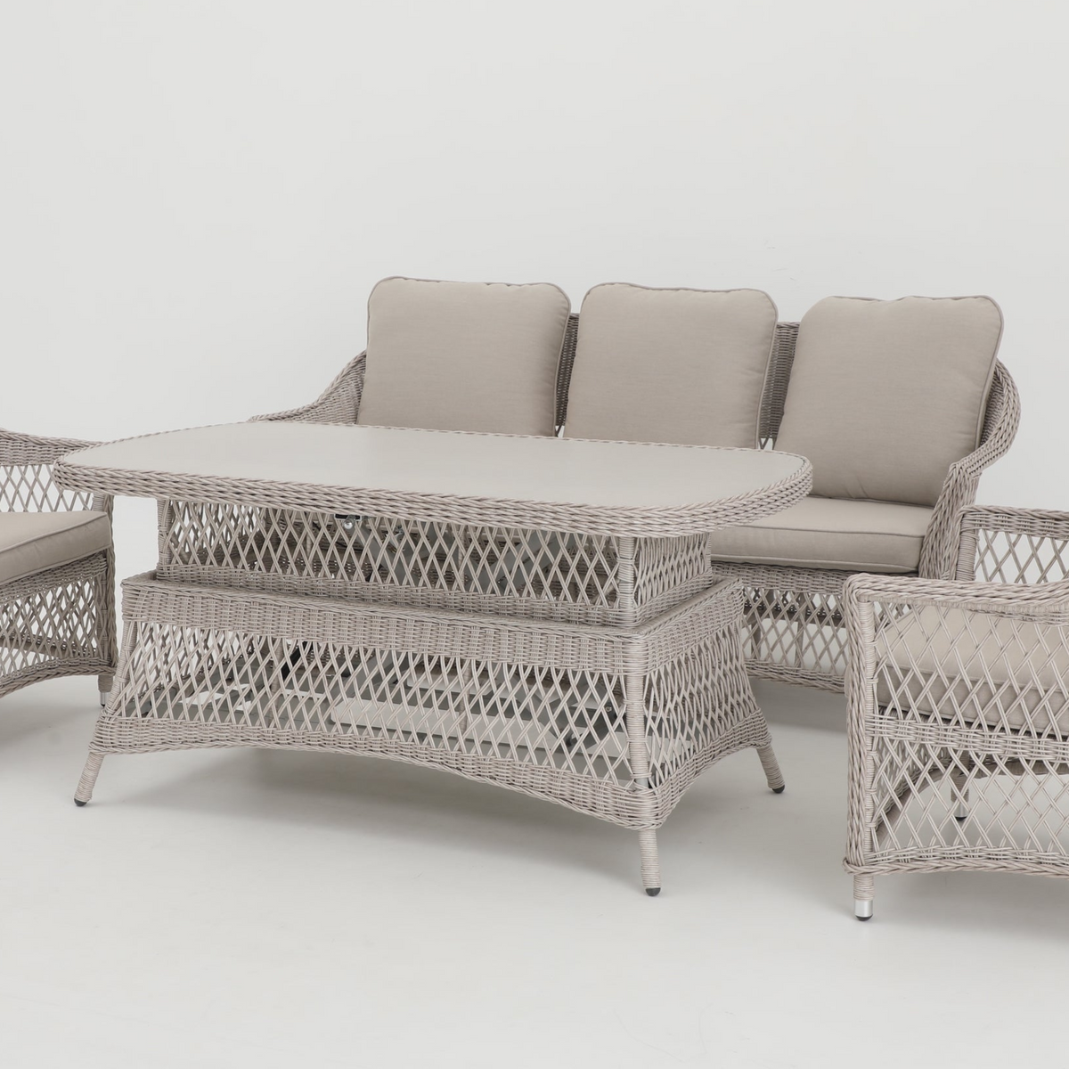 Hereford 4 Piece Low Outdoor Dining Set | 3 Seater