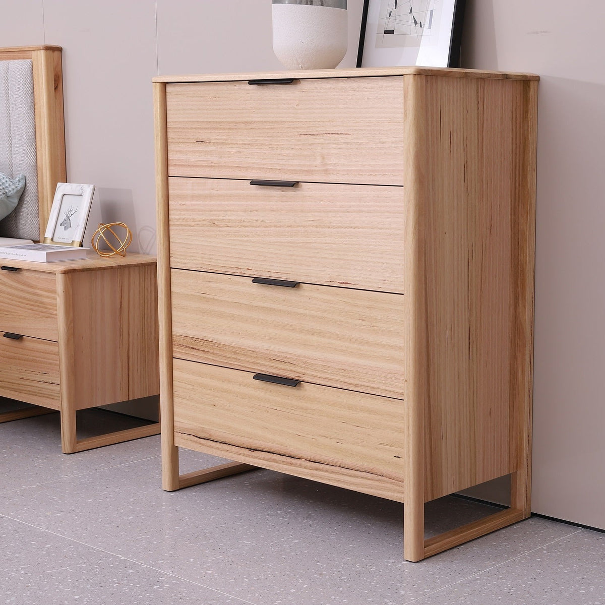 Yarra Timber Tallboy Chest of Drawers 4 Drawers MacLeod's Furniture Yarra Timber Tallboy Chest of Drawers 4 Drawers MacLeod's Furniture