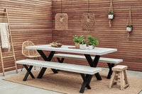 Switch Outdoor Dining Table Cement Top with Grey X leg