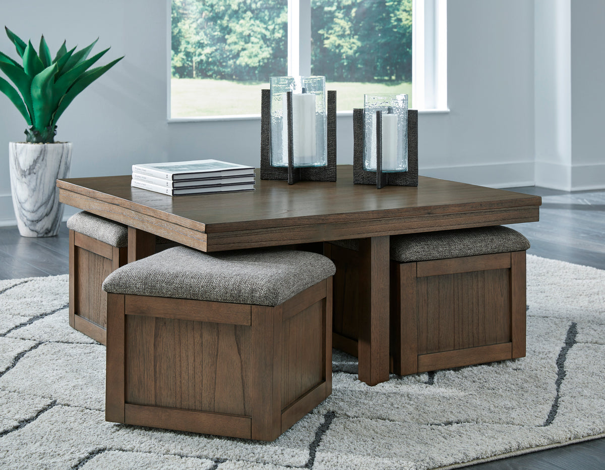 Argyle Coffee Table with 4 Stools