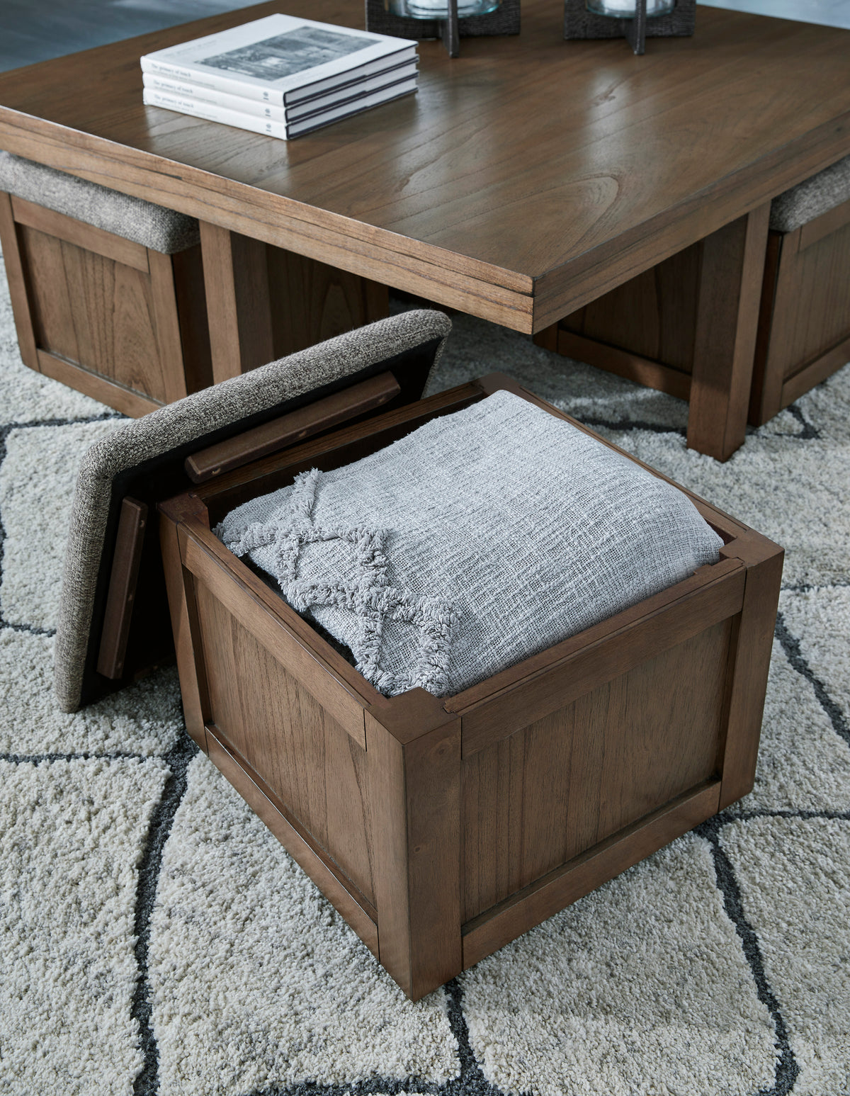 Argyle Coffee Table with 4 Stools