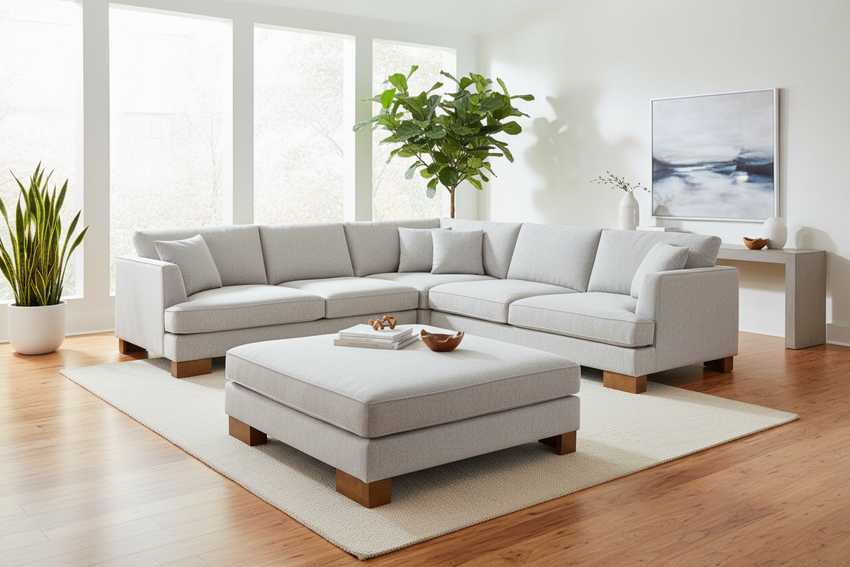 Trinity Fabric Corner Lounge with Ottoman