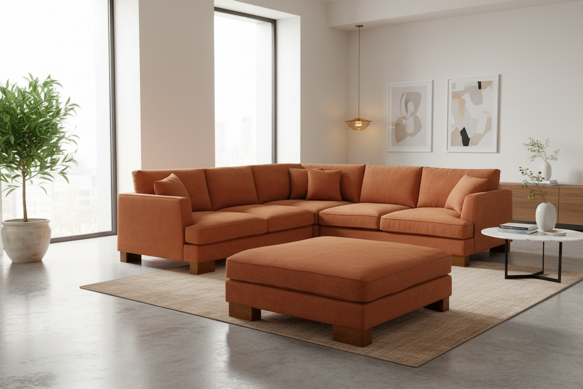 Trinity Fabric Corner Lounge with Ottoman