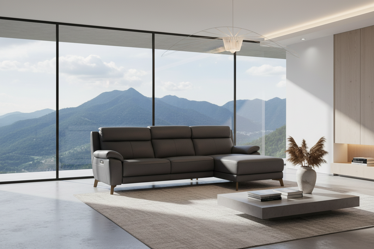 Toscano Electric Recliner with Chaise - Petrol Blue