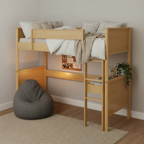 Whitley Single Loft Bunk - Natural - RTA