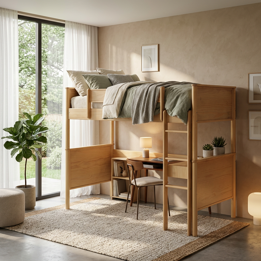 Whitley Single Loft Bunk| Natural