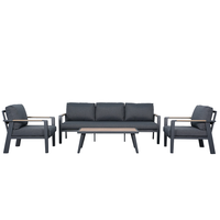 Arletter 4 Piece Set with 3 Seater plus 2xChairs and Coffee Table - Charcoal