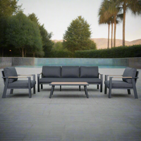 Arletter 4 Piece Set with 3 Seater plus 2xChairs and Coffee Table - Charcoal