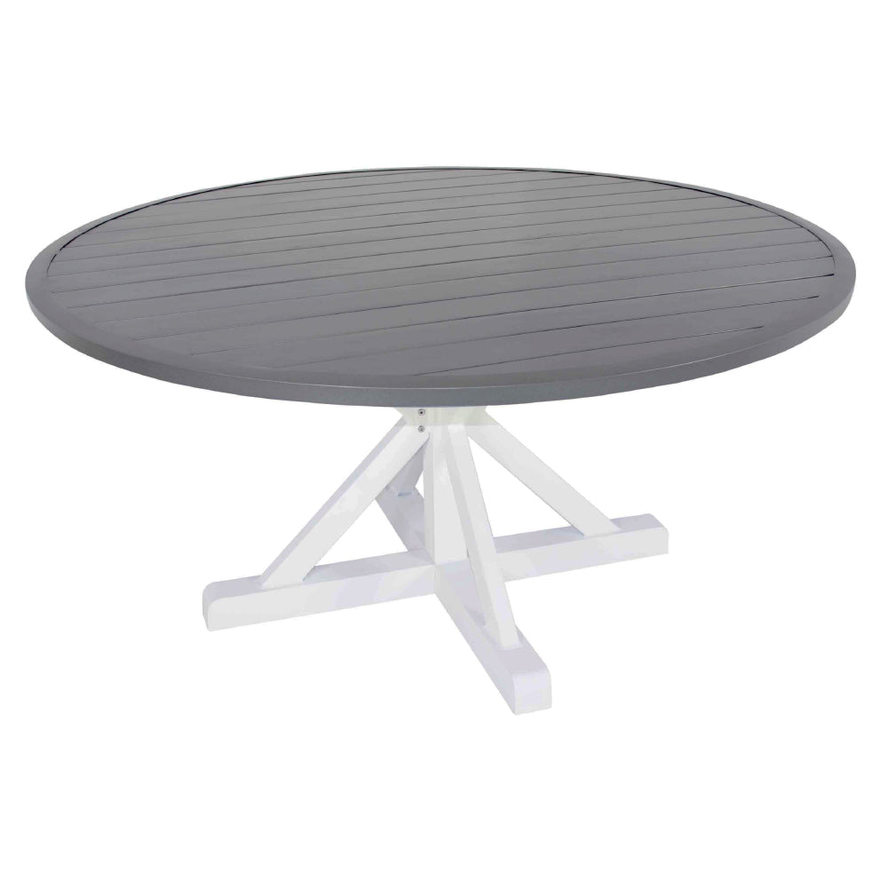 Bridgeport 1500 Round Outdoor Dining Table - White Frame|Graphite Top