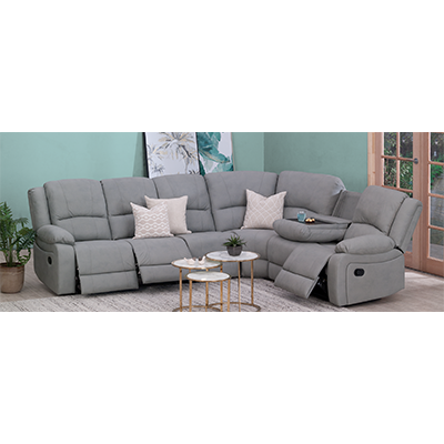 Captain 6 Seater Corner Manual Recliner Lounge | Slate