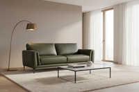Castlebar 3 Seater Leather Sofa | Moss