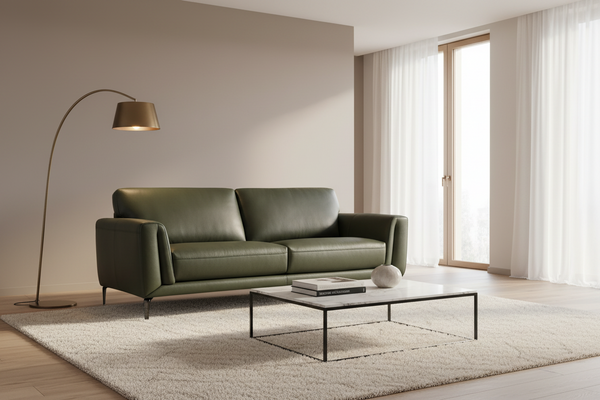 Castlebar 3 Seater Leather Sofa | Moss