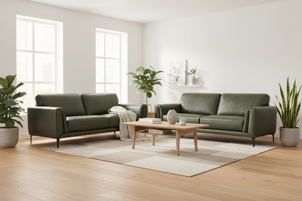 Castlebar 2 Seater Leather Sofa | Moss