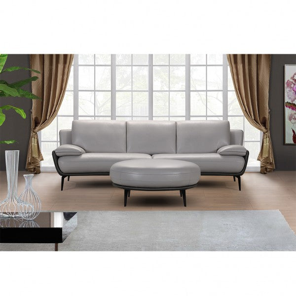 Cayenne 3 Seater Leather Sofa in Two Tone Grey