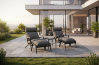 Florent 2 Outdoor Lounges with Ottomans and Side Table