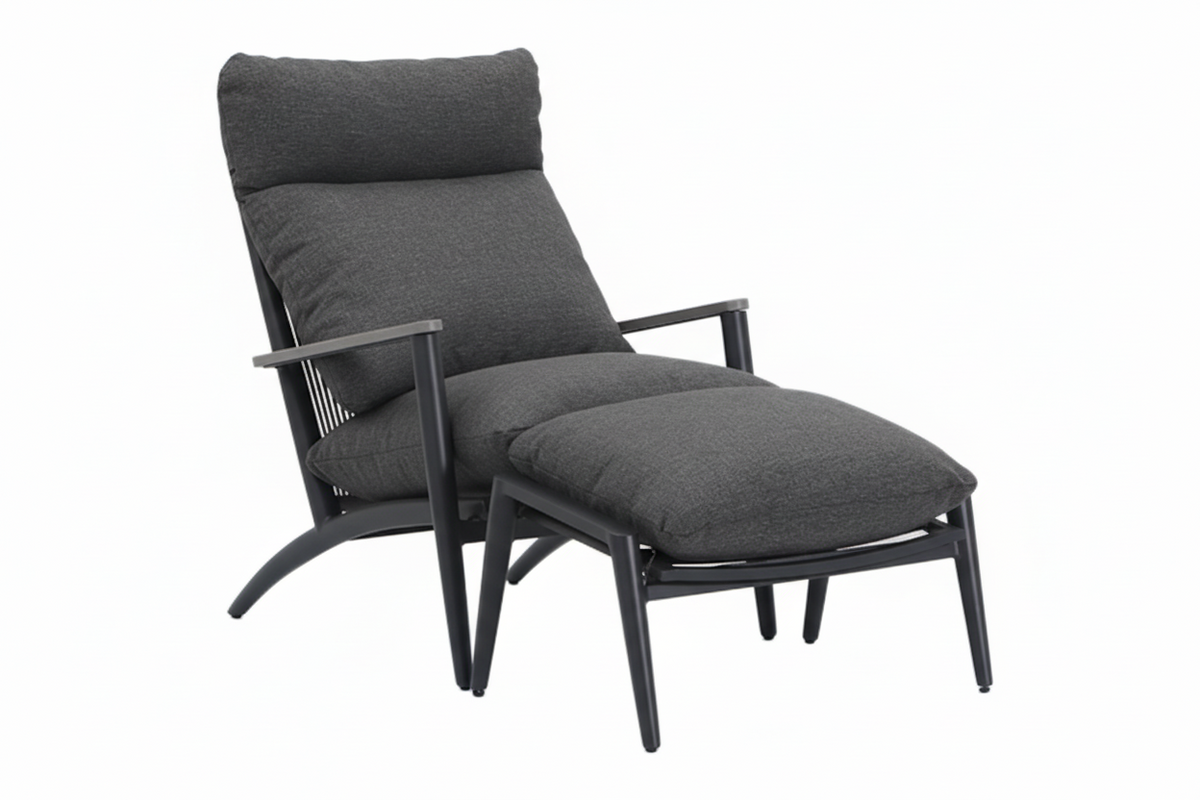 Florent Outdoor Lounge with Ottoman |Gunmetal
