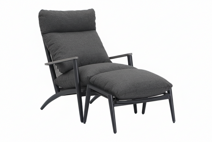 Florent Outdoor Lounge with Ottoman |Gunmetal