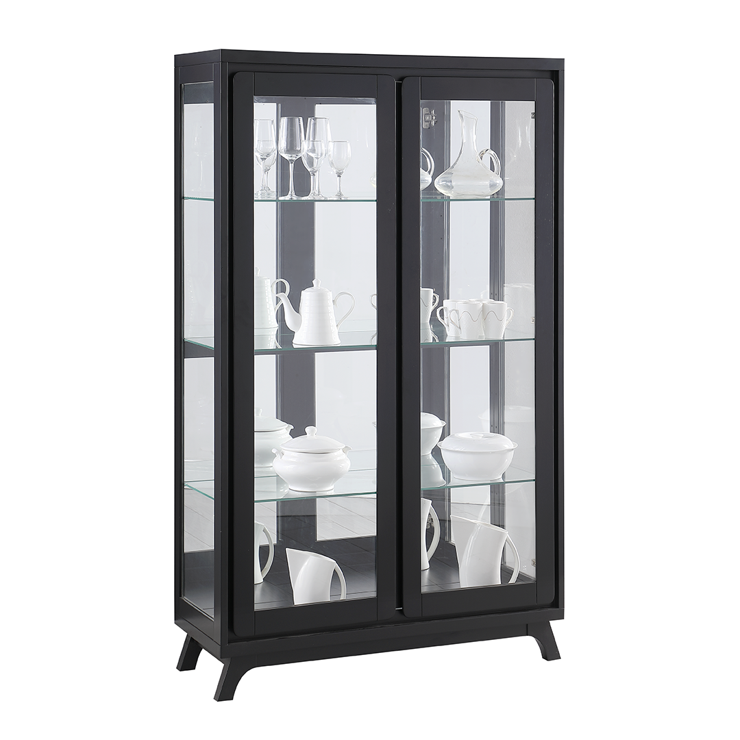 Mudgee 2 Door Glass Display Cabinet | Black Timber