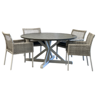 Bridgeport 1500 Round Outdoor Dining Table - White Frame|Graphite Top