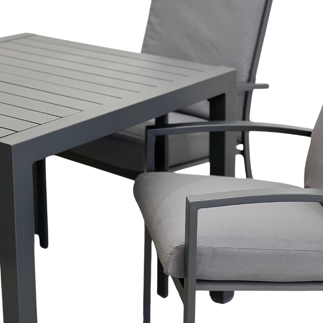 Matzo High Back Cushioned Outdoor Dining Chair Grey