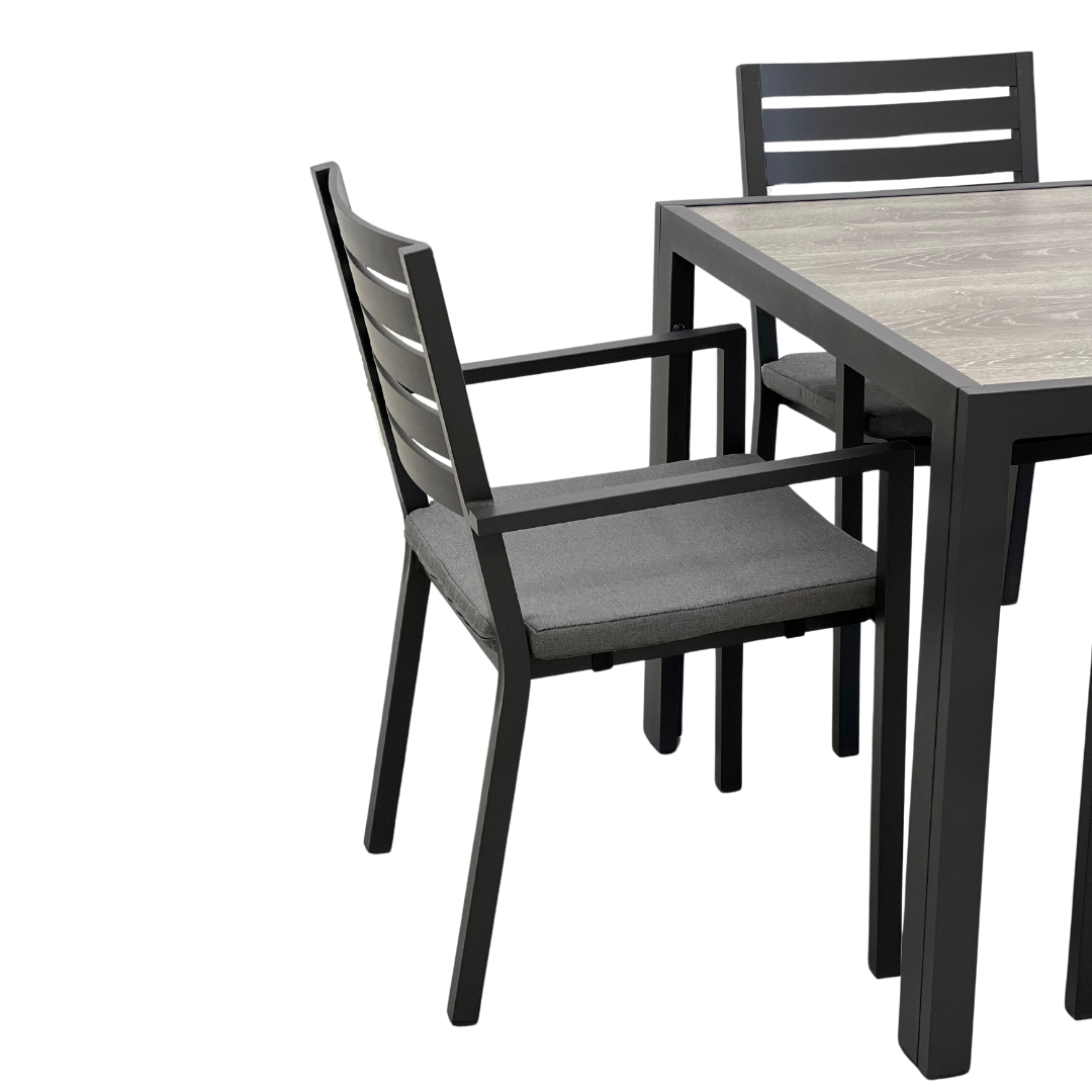 Ekaterina Mayfair 5 Piece Outdoor Dining Set 900 x 900 | Gunmetal