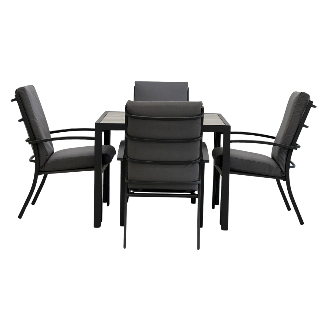 Ekaterina Matzo 5 Piece Outdoor Dining Set 900 x 900 | Gunmetal